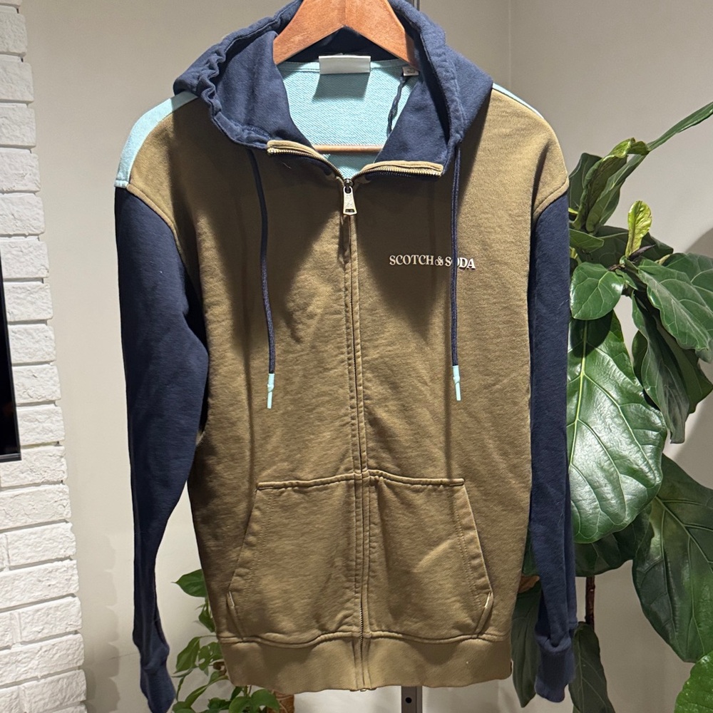 Scotch & Soda Men's Zip-Up Sweater - Brown and Blue